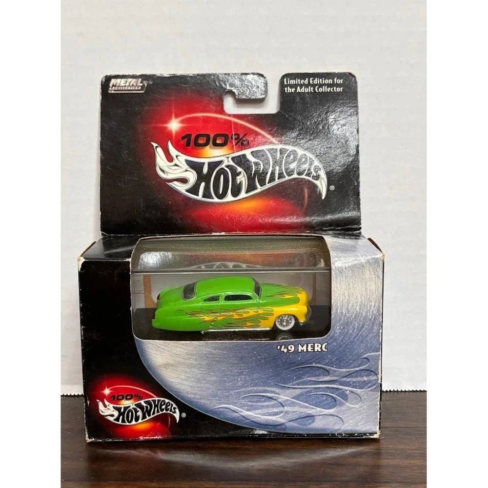 Hot Wheels 100% 2003 Metal Collection 49 Merc Green Yellow Flames No 27 1:64
